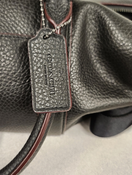 NEW Coach Boston Heritage Leather Duffel Bag Black Large Capacity w/Strap F70561 - Picture 13 of 16